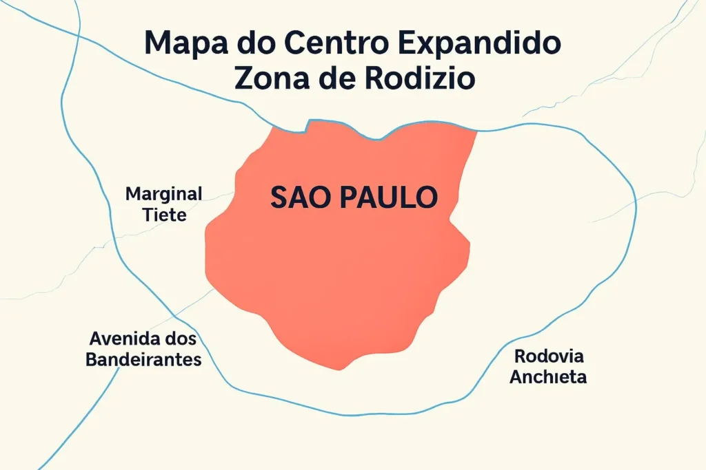 Mapa do Centro expandido de Rodízio de São Paulo