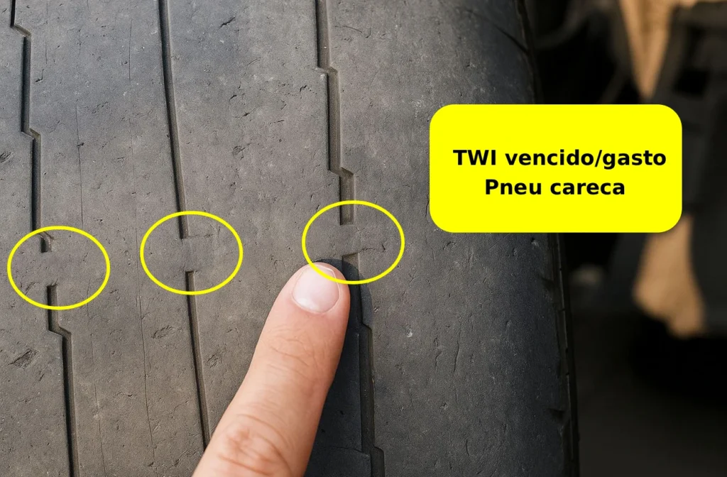 Indicador TWI com pneu gasto