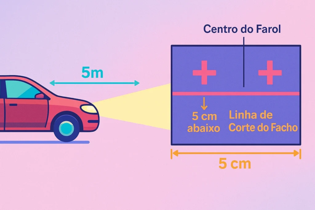 Infográfico de regulagem de farol do carro