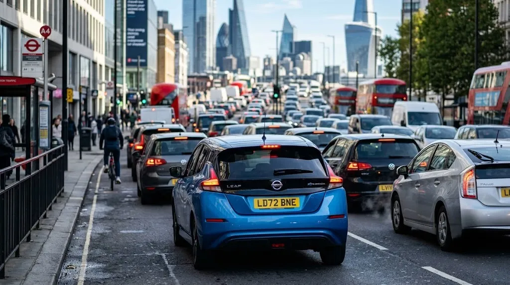 Consumo de carro elétrico em um engarrafamento