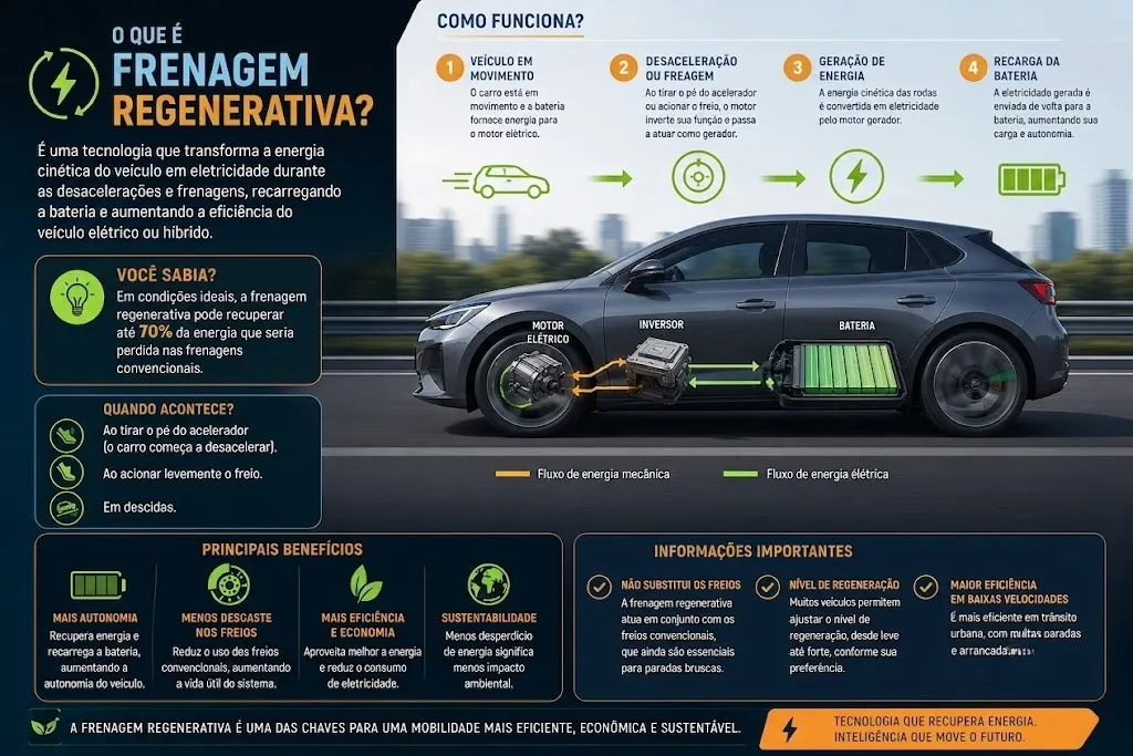 Infográfico frenagem regenerativa