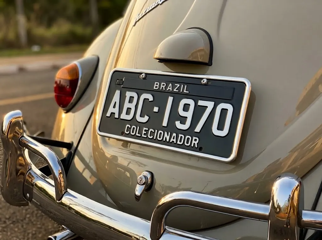Placa preta de colecionador brasileira em um fusca 1970