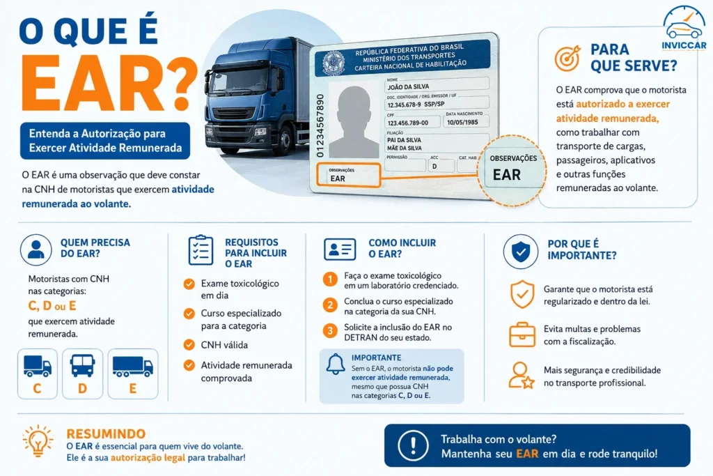 Infográfico simples explicando o que é EAR (exerce atividade remunerada)
