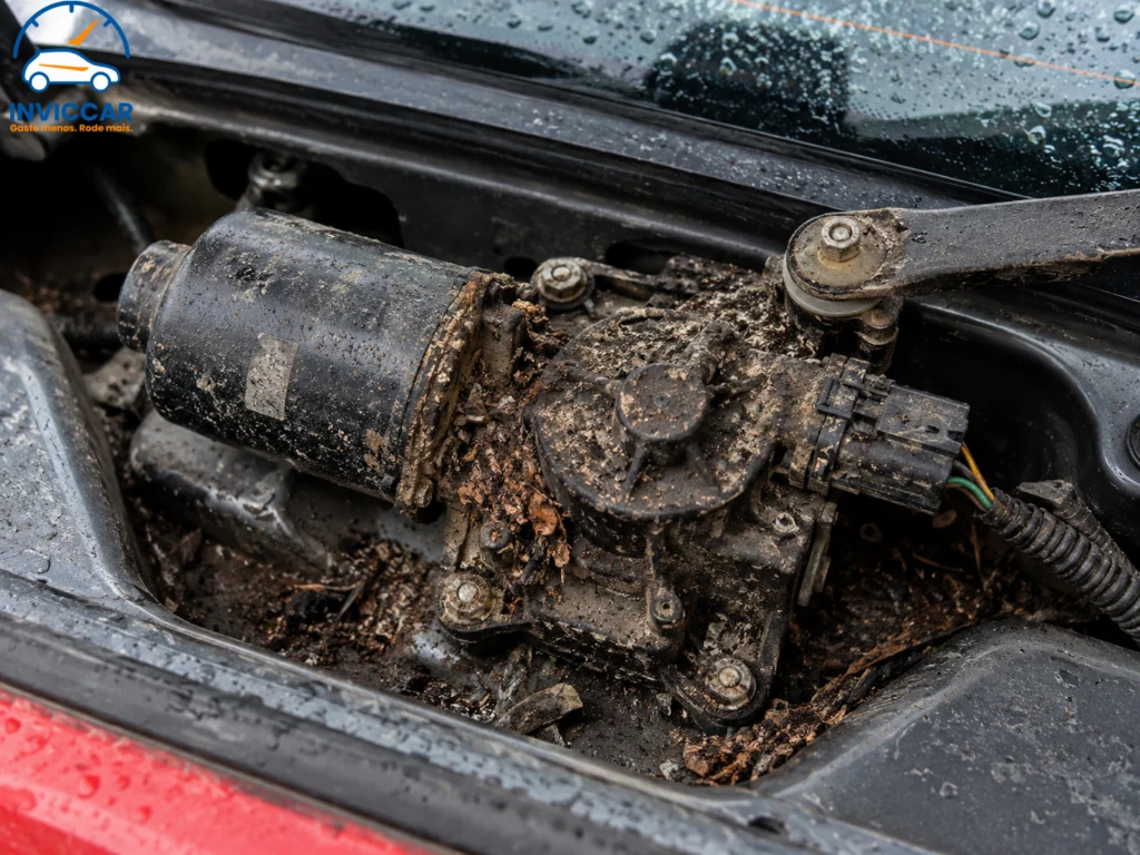 Motor do para brisa traseiro com sujeira ou oxidação